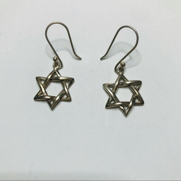 Sterling Silver Star of David Earrings - Picture 2 of 3